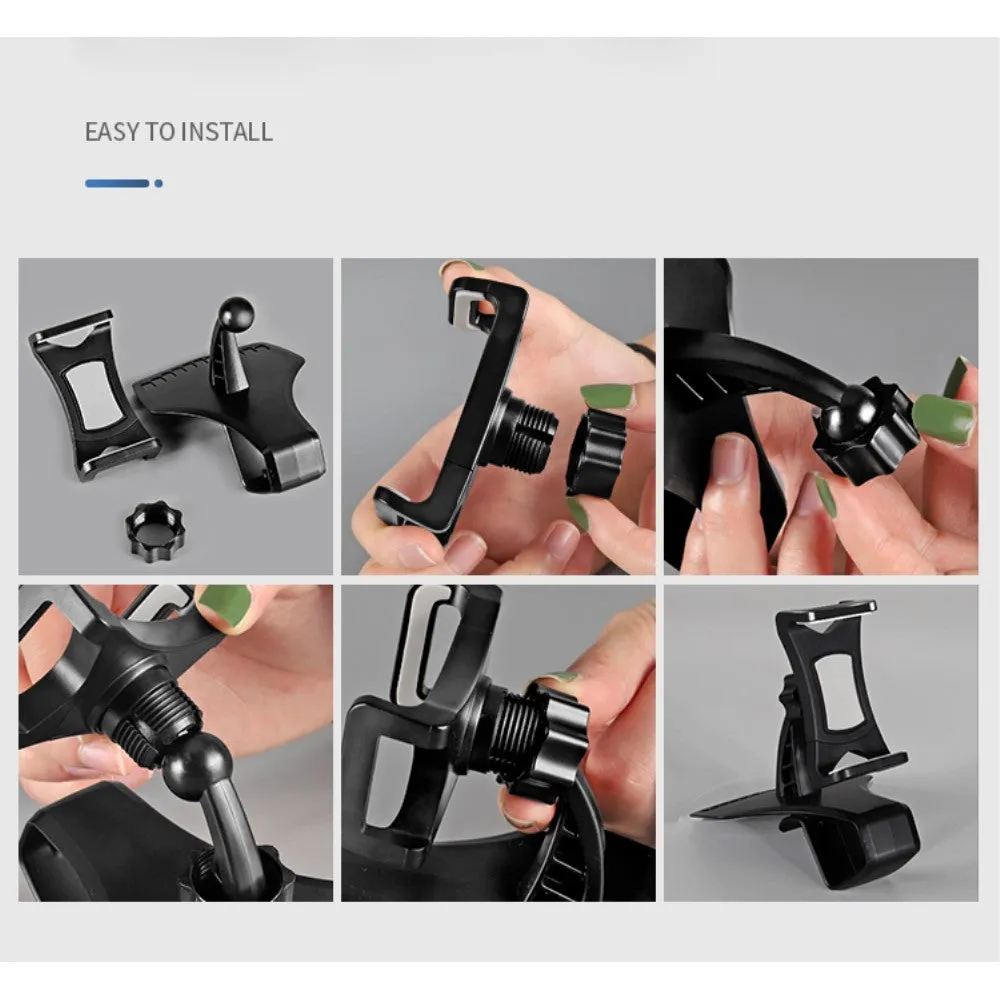 3 in 1 Car GPS Smartphone Holder: Dashboard / Visor Clamp   AC Grid Clip for Sony Xperia Z5-Compact (Sony Suzuran) - Black