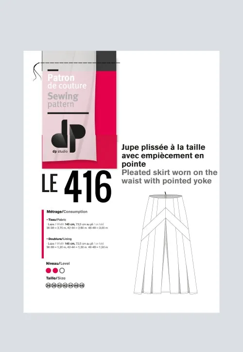 416 / Pleated Skirt w Pointed Yoke