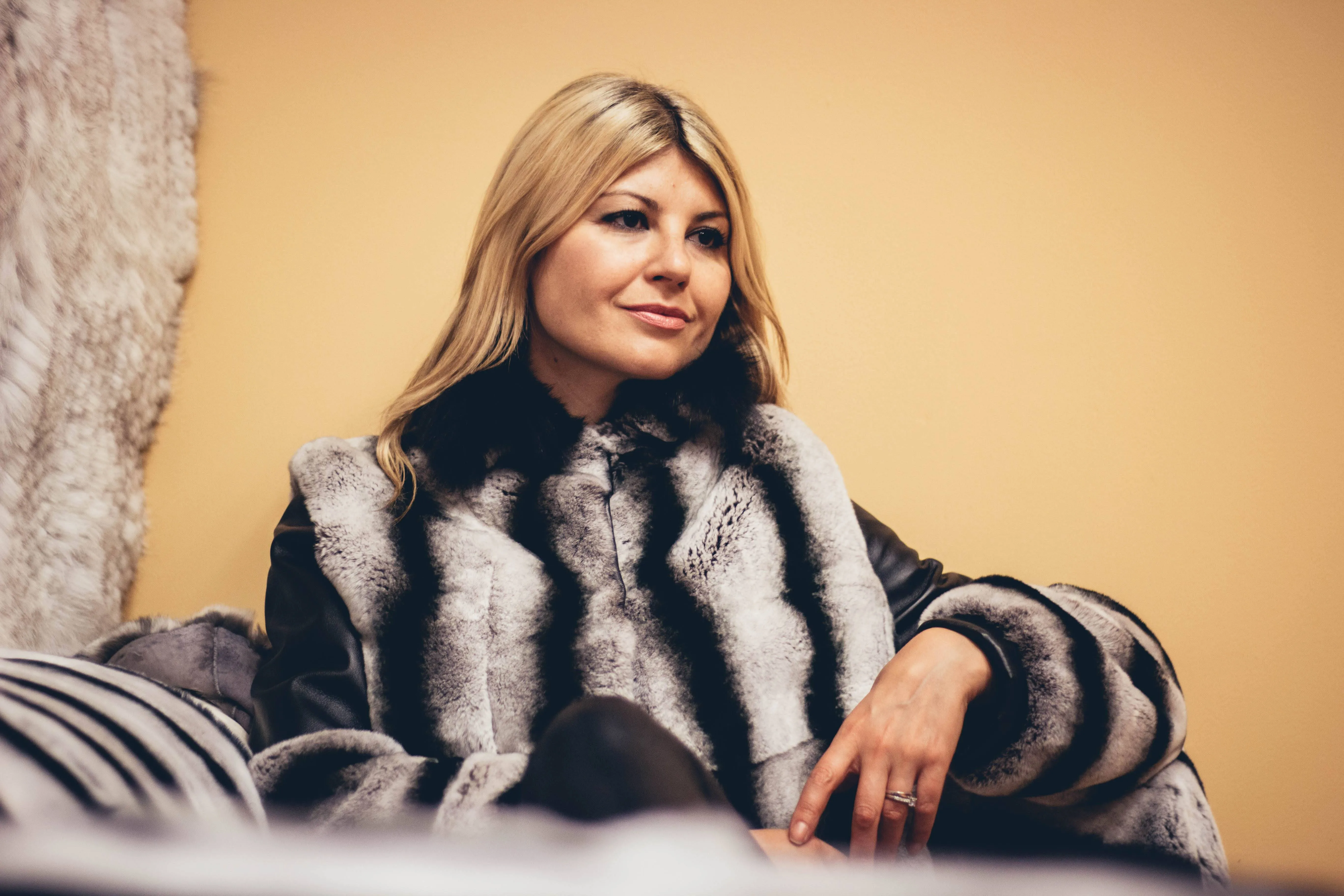 69 | Rex Rabbit Chinchilla Fur Crop Jacket With Leather