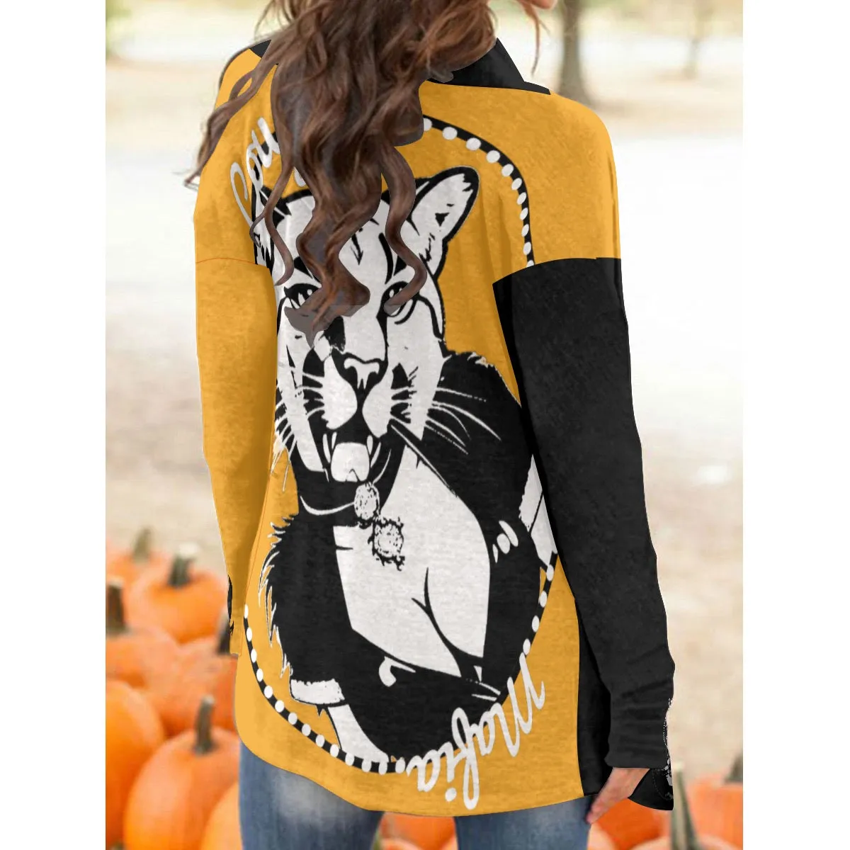 All-Over Print Women's Cardigan With Long Sleeve cougar mafia