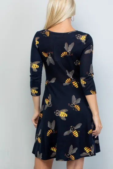 Bee Print Sweater Dress