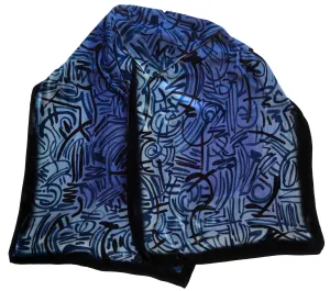 Blue Velvet Hand Painted Scarf