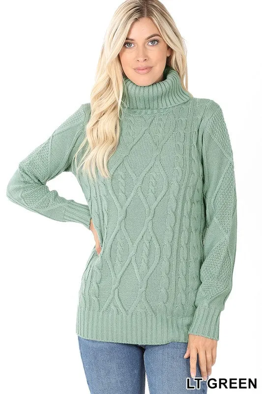 Braided Turtleneck Sweater