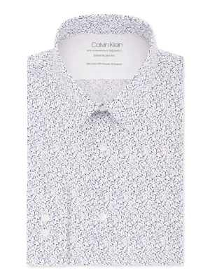 Calvin Klein Men's Patterned Dress Shirt Slim Blue Size 32-33