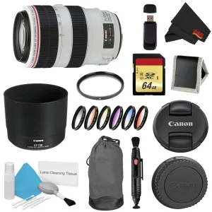 Canon EF 70-300mm f/4-5.6L is USM Lens Bundle w/ 64GB Memory Card   Accessories, UV Filter Color Multicoated 6 Piece Fil