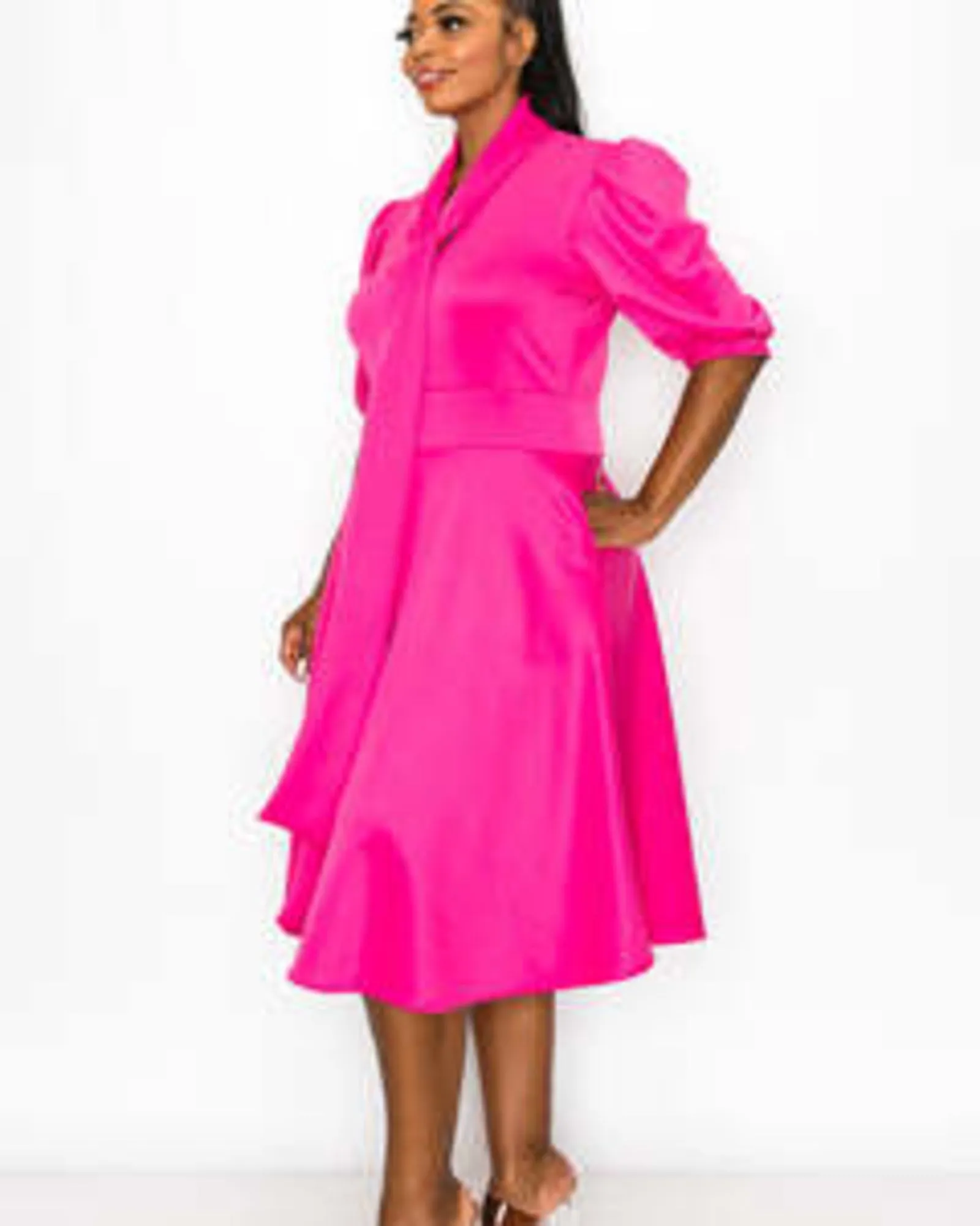 Casey Scuba Flare Dress | Fuchsia/Purple