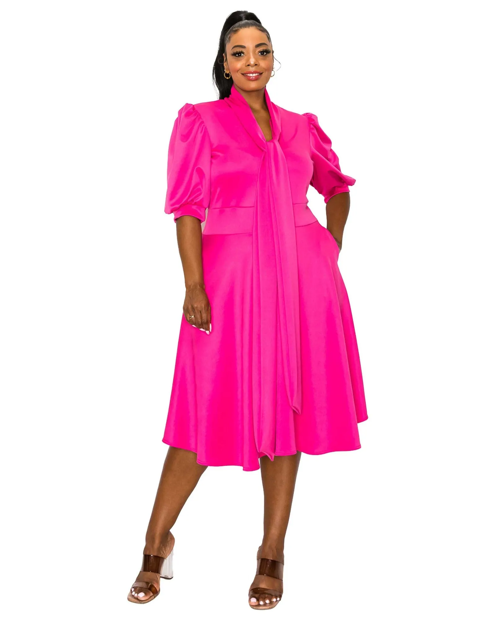 Casey Scuba Flare Dress | Fuchsia/Purple