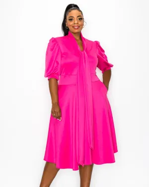 Casey Scuba Flare Dress | Fuchsia/Purple