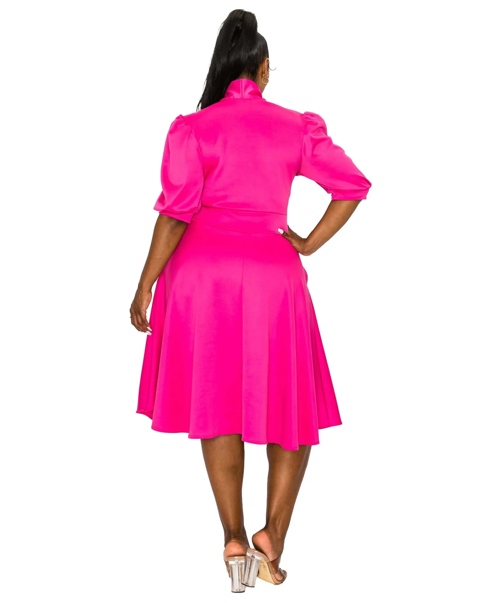Casey Scuba Flare Dress | Fuchsia/Purple