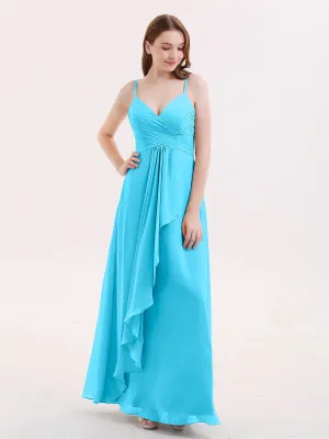 Chiffon Bridesmaid Dresses with Cascade Skirt-Pool