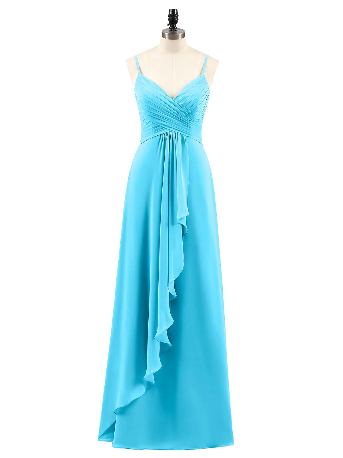 Chiffon Bridesmaid Dresses with Cascade Skirt-Pool
