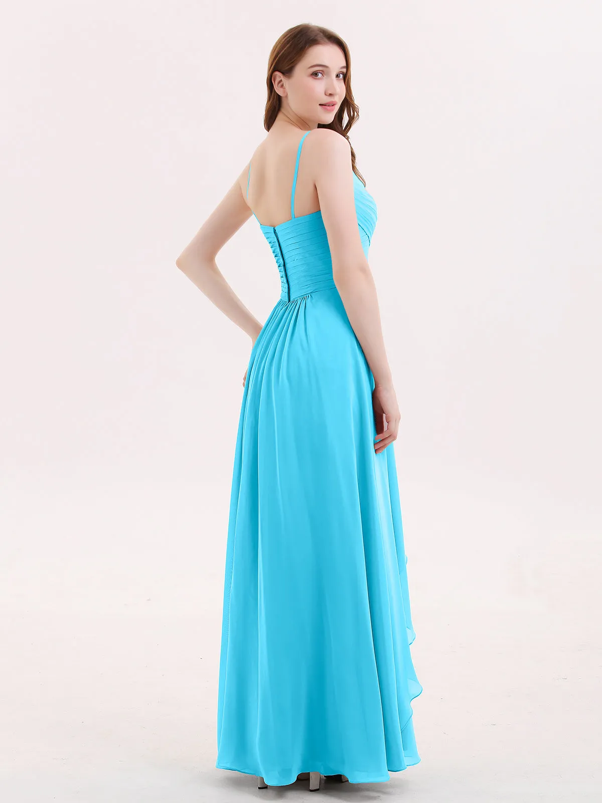 Chiffon Bridesmaid Dresses with Cascade Skirt-Pool