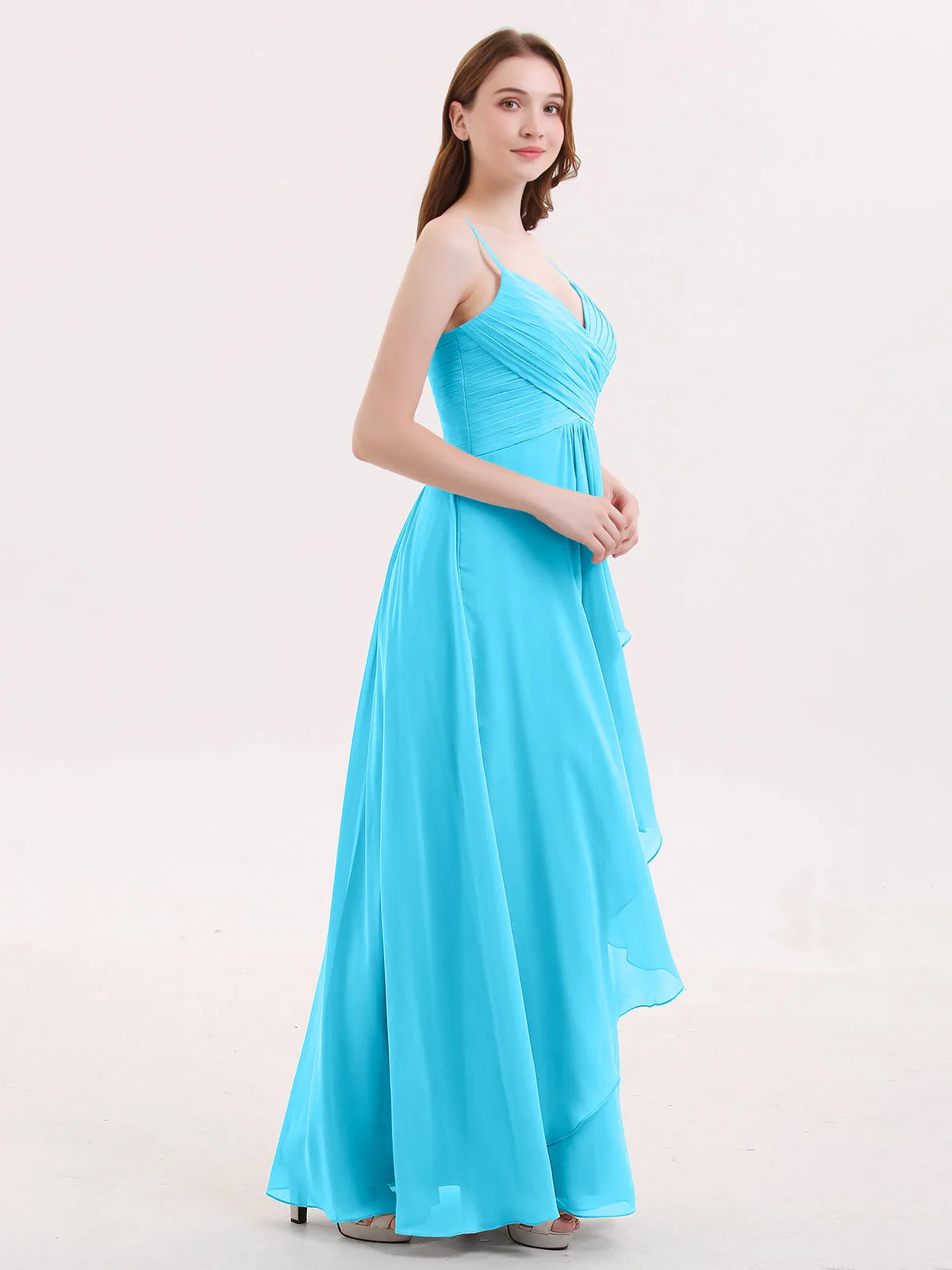 Chiffon Bridesmaid Dresses with Cascade Skirt-Pool