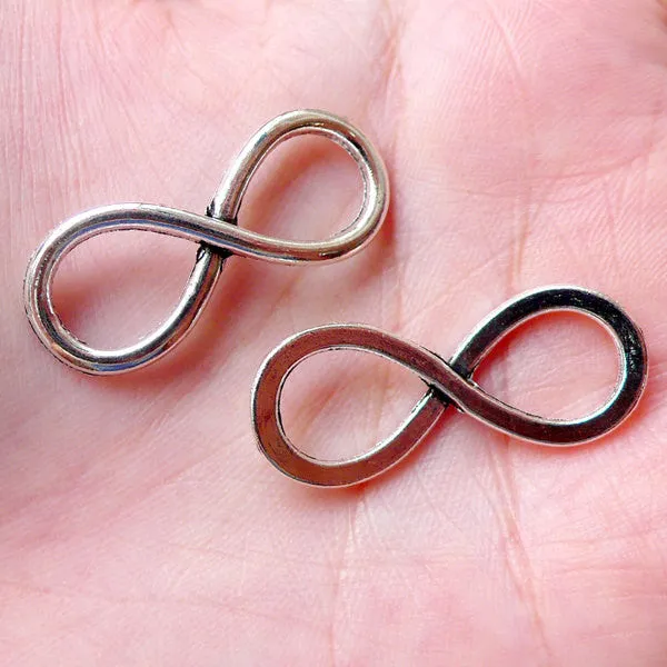 CLEARANCE Silver Infinity Charm Connector (5pcs / 30mm x 12mm / Tibetan Silver) Infinity Bracelet Pendant Necklace Symbol Charm Friendship CHM1106