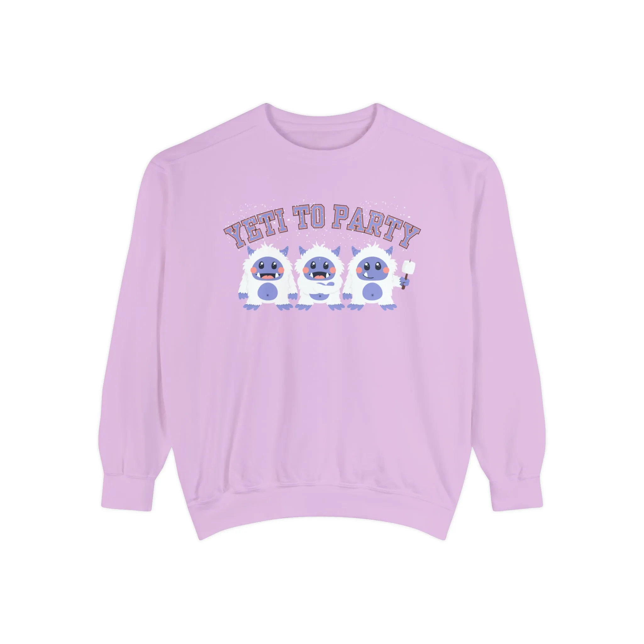 Comfort Colors Garment-Dyed Sweatshirt - 'Yeti to Party' Trio of Cute Yetis Pullover