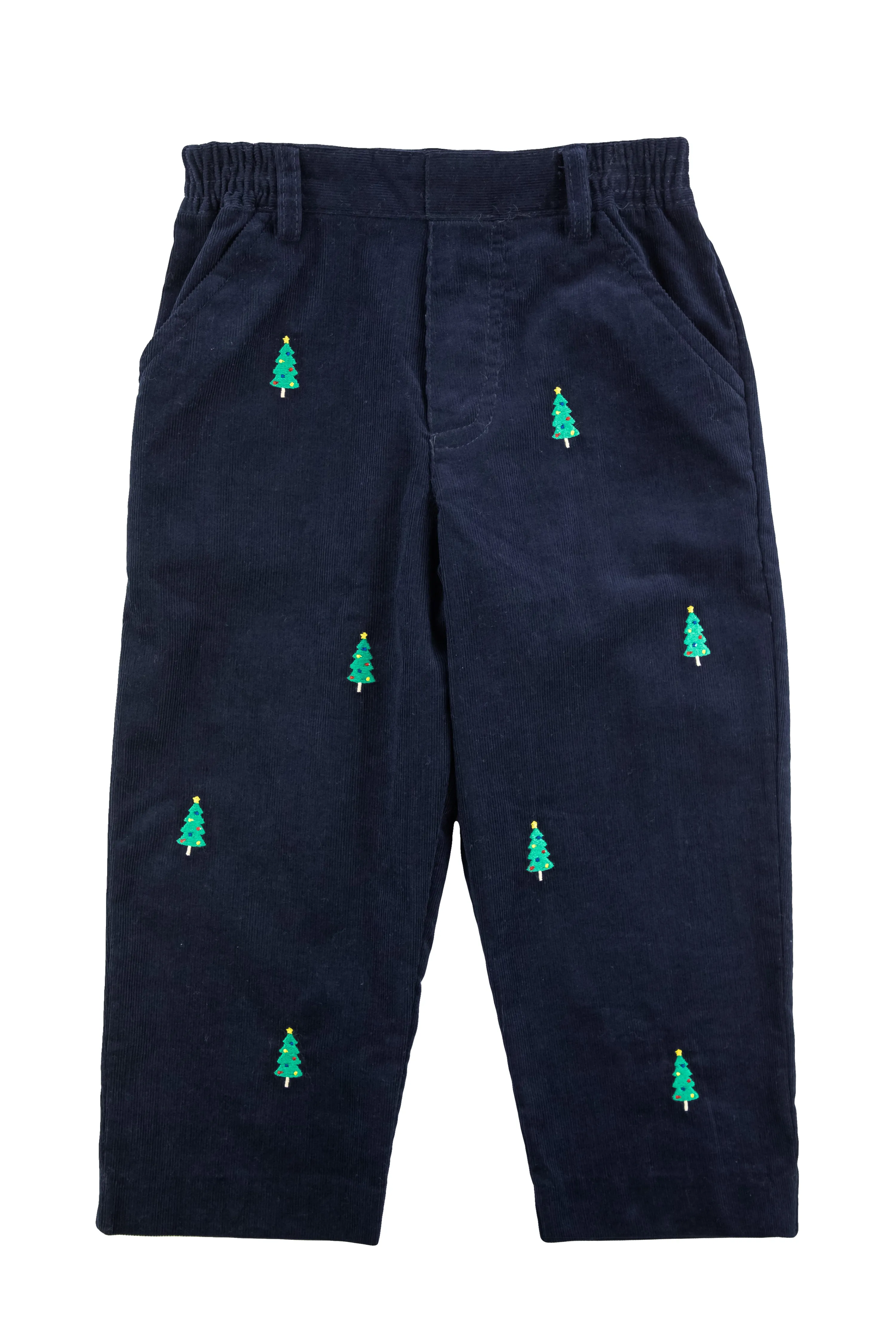 Corduroy Fake Fly Pants with Christmas Trees