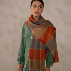 Crossing Colors Baby Alpaca Scarf - Brown and Grey