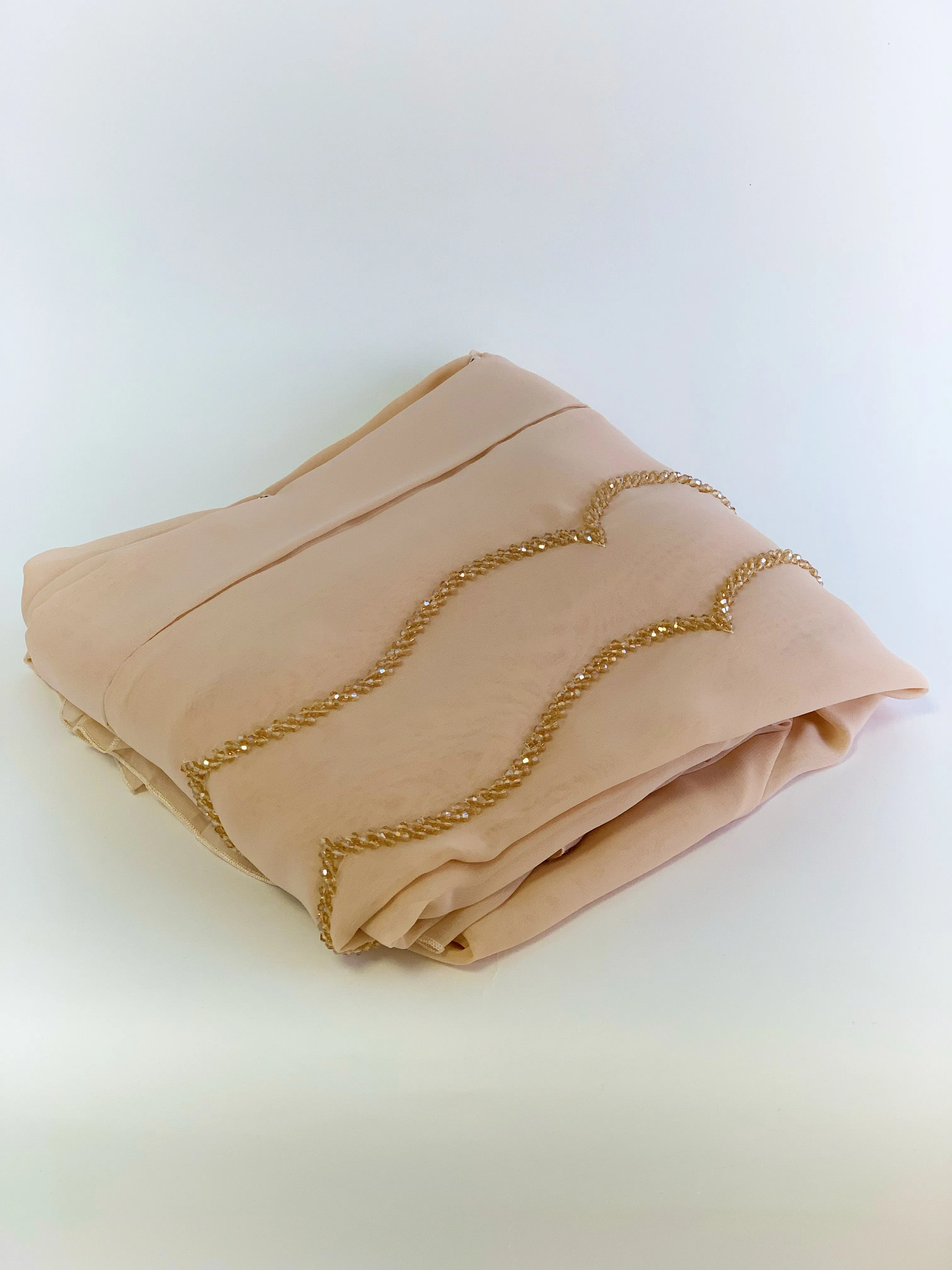 Crystal Embellished Chiffon Open Abaya with Pleated Back - 4 Colours