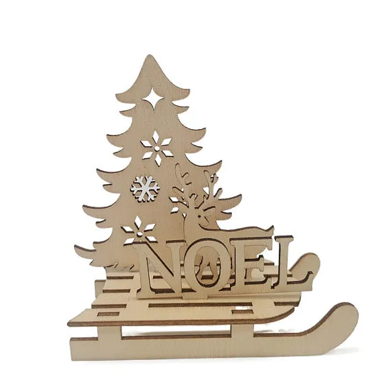 Decorative Wooden Reindeer Sleigh (1pc) (WOCR-PW0002-33A-01)