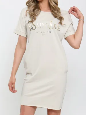 Demi YSL Print Stone T-Shirt Dress