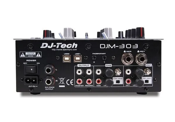 DJ-Tech DJM-303 Twin USB DJ Mixer - Red