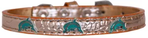 Dolphin Widget Croc Dog Collar Copper Size 14
