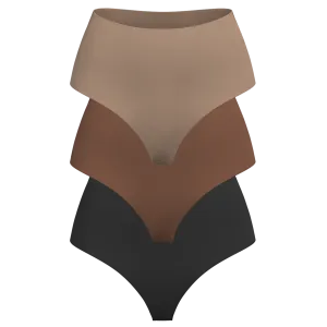 High Rise Thong 3 Pack [Dark Neutrals]