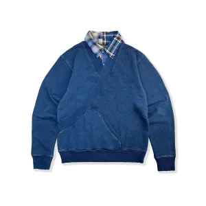 Indigo Japanese Fake Two-piece Plant Dyed Sweater