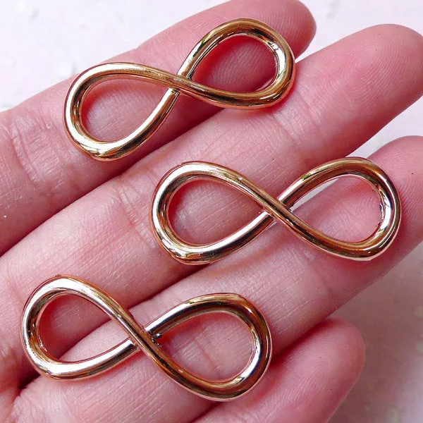 Infinity Charm Connector (3pcs / 31mm x 13mm / Rose Gold) Infinity Bracelet Connector Symbol Pendant Necklace Jewelry Keychain Charm CHM1025