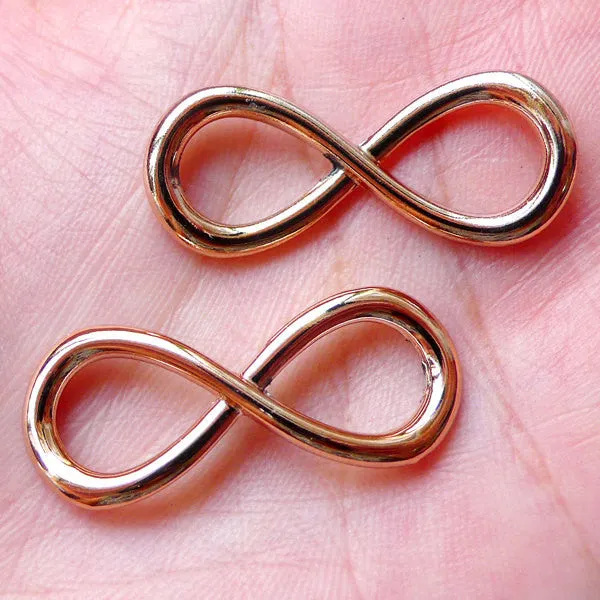 Infinity Charm Connector (3pcs / 31mm x 13mm / Rose Gold) Infinity Bracelet Connector Symbol Pendant Necklace Jewelry Keychain Charm CHM1025