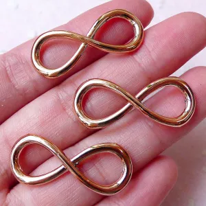 Infinity Charm Connector (3pcs / 31mm x 13mm / Rose Gold) Infinity Bracelet Connector Symbol Pendant Necklace Jewelry Keychain Charm CHM1025
