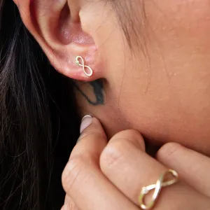 Infinity Studs with Green Diamonds