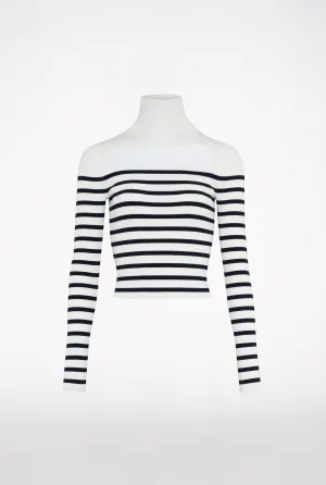 JEAN PAUL GAULTIER TRES - RIBBED MARINIERE PULLOVER WITH TRANSPARENT WINDOW DETAIL