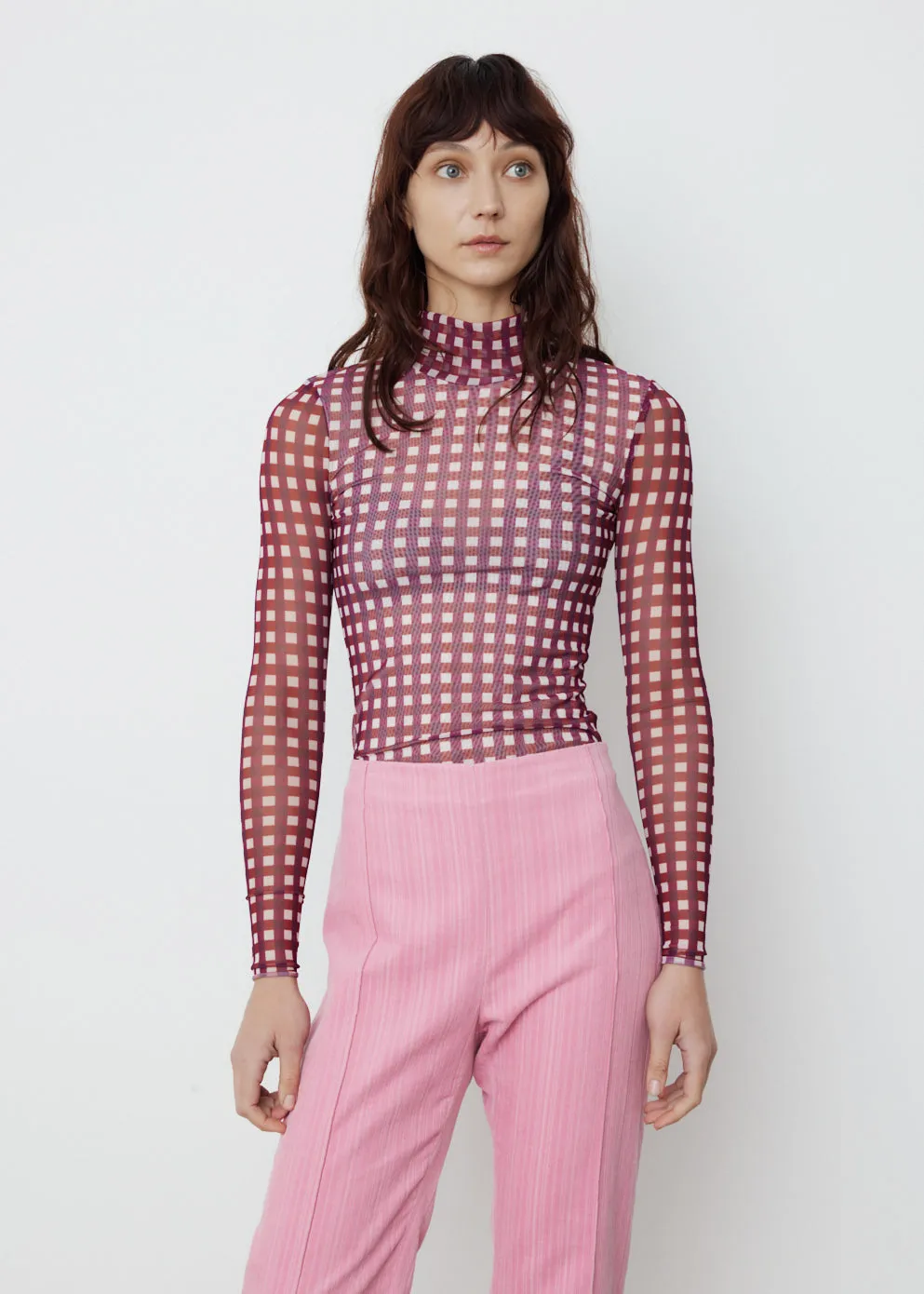 Jodi Mesh Roll Neck Top