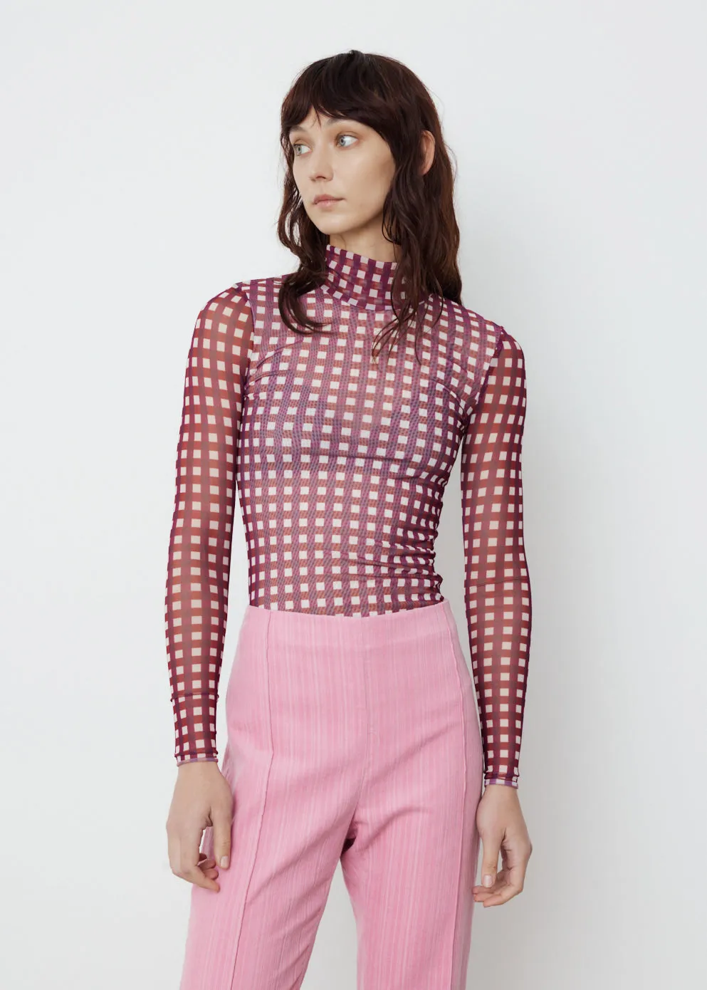 Jodi Mesh Roll Neck Top
