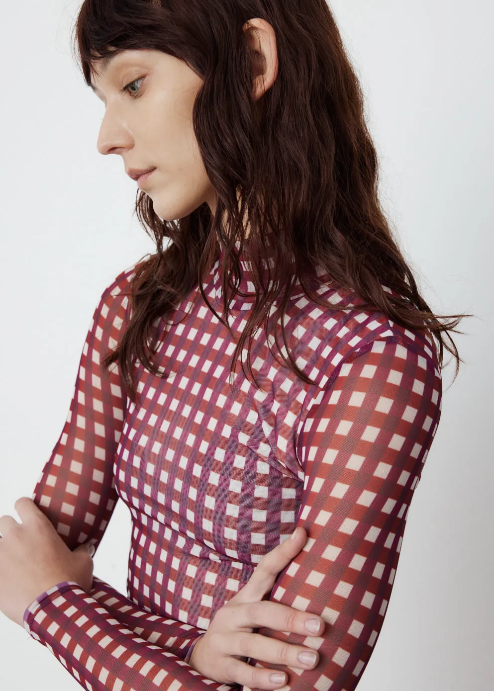Jodi Mesh Roll Neck Top