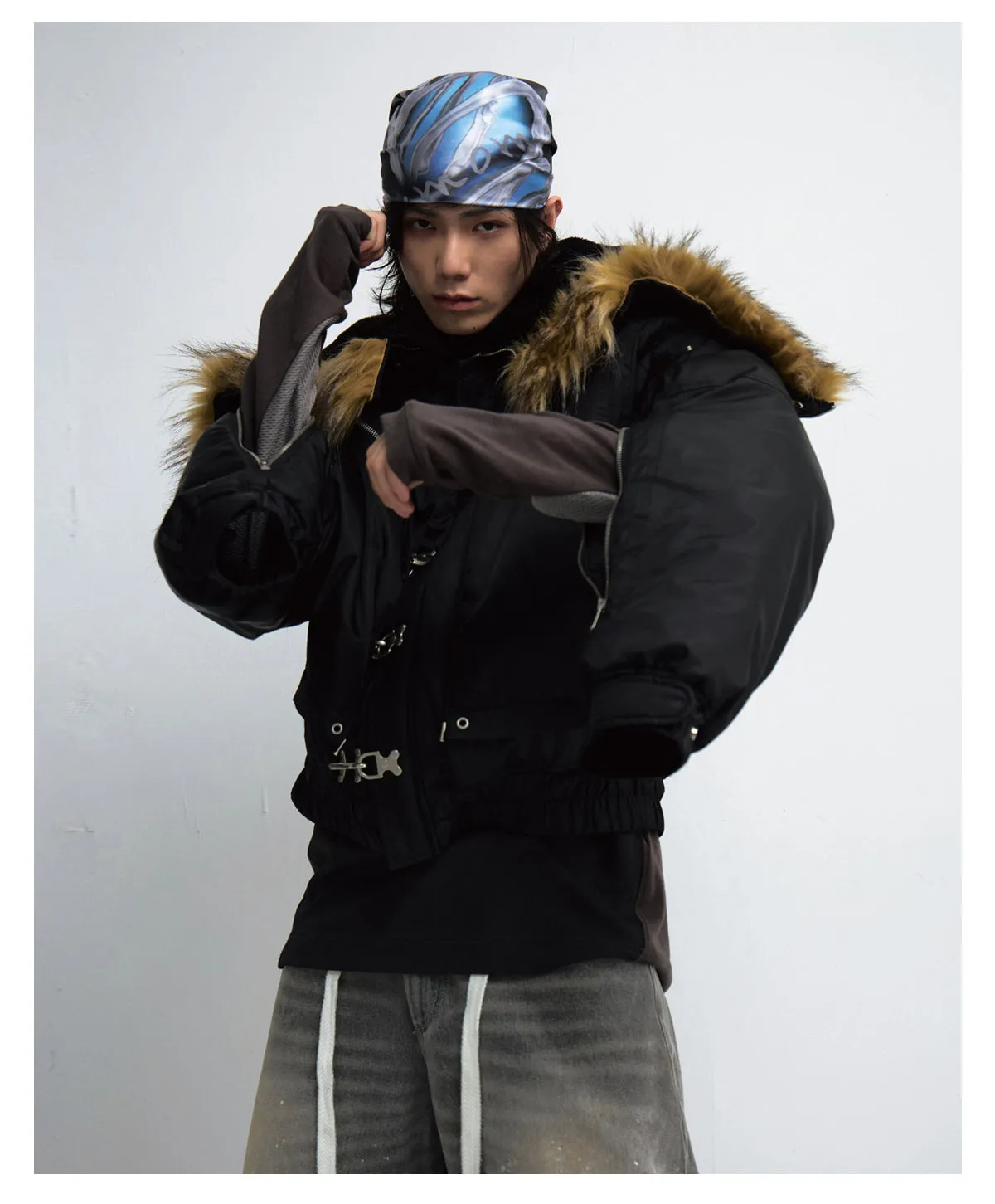 Large fur collar flight cotton jacket
