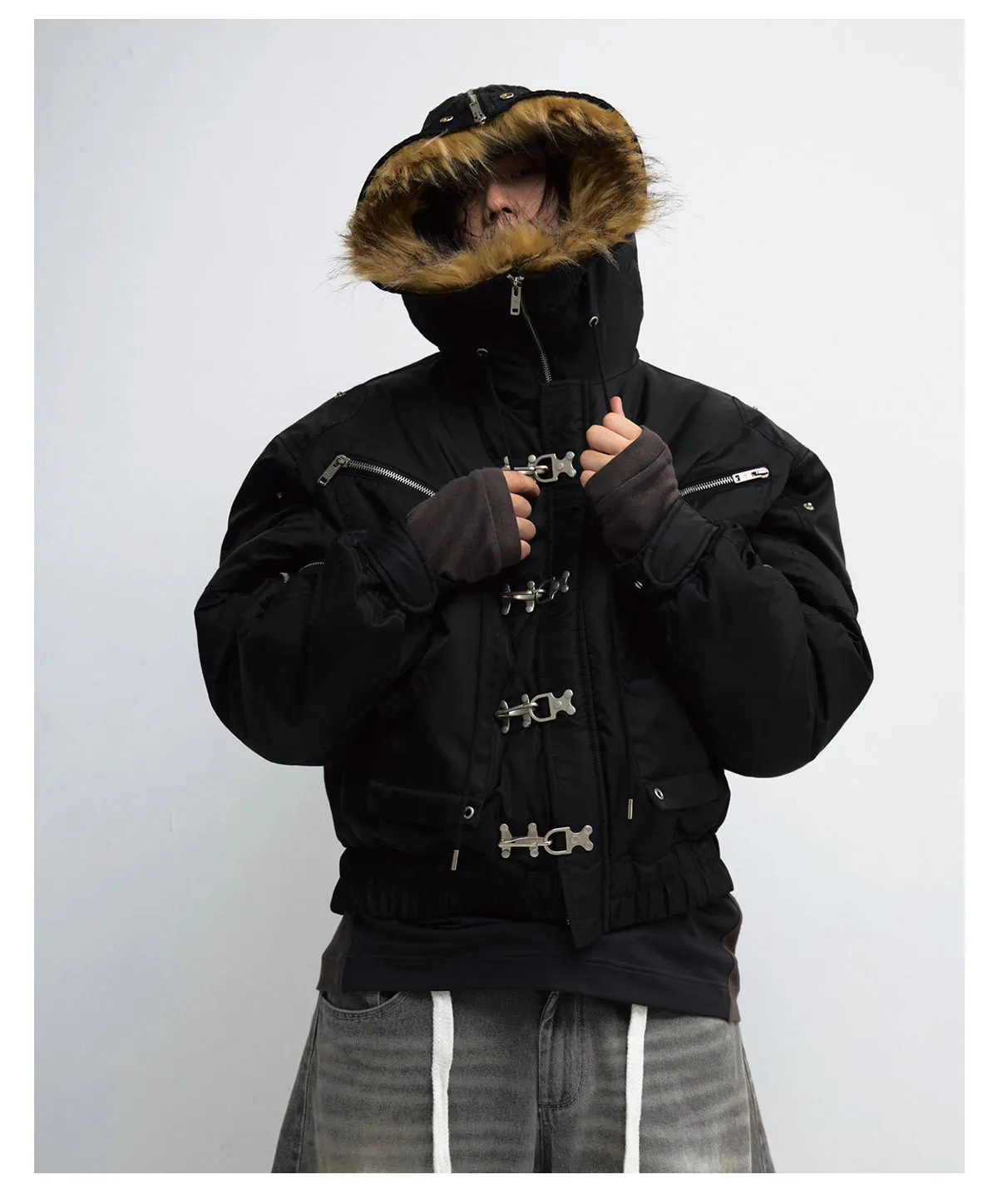 Large fur collar flight cotton jacket