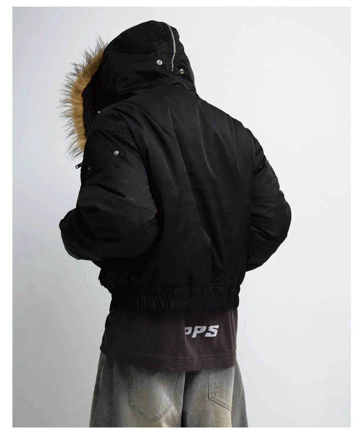 Large fur collar flight cotton jacket