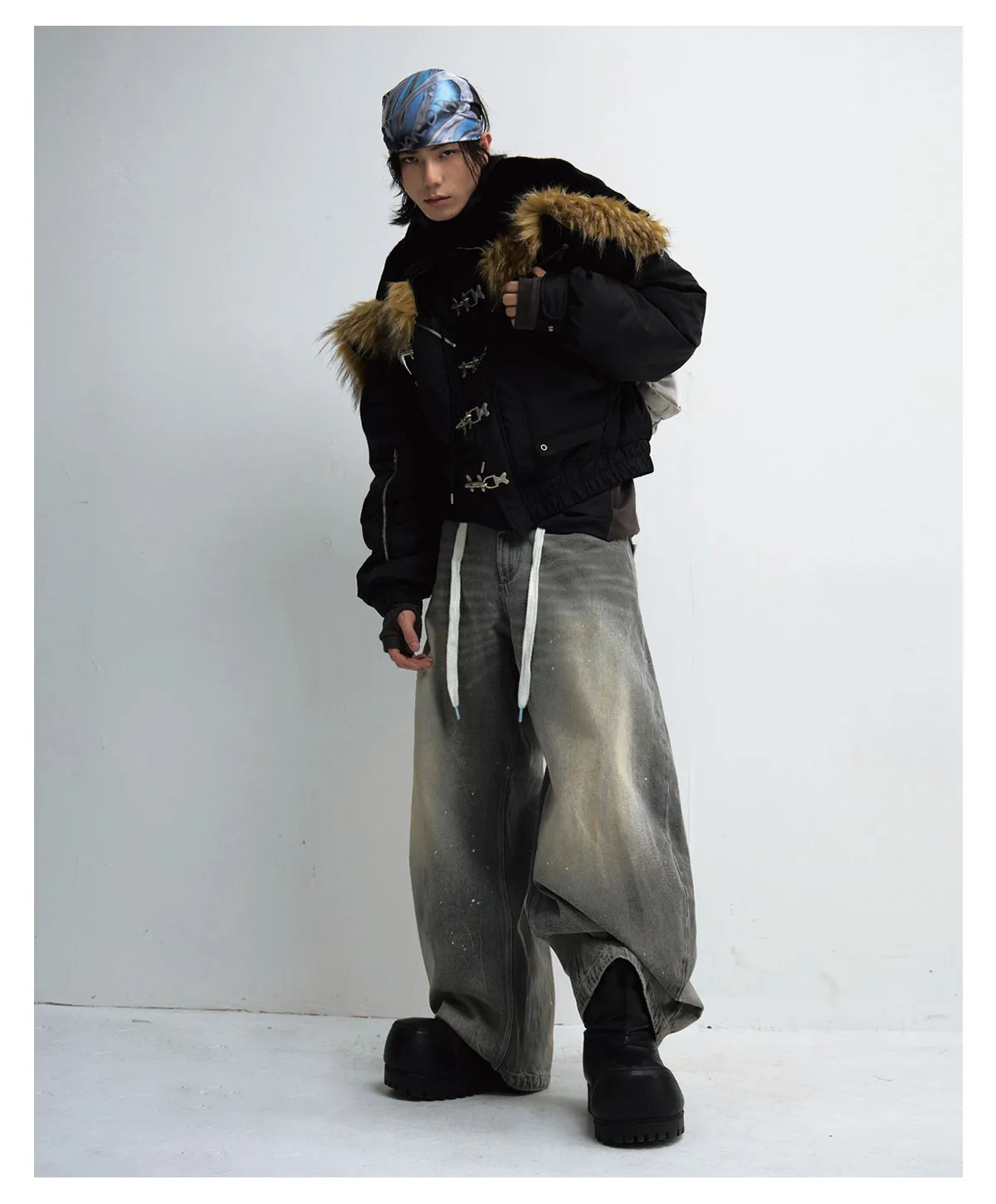 Large fur collar flight cotton jacket