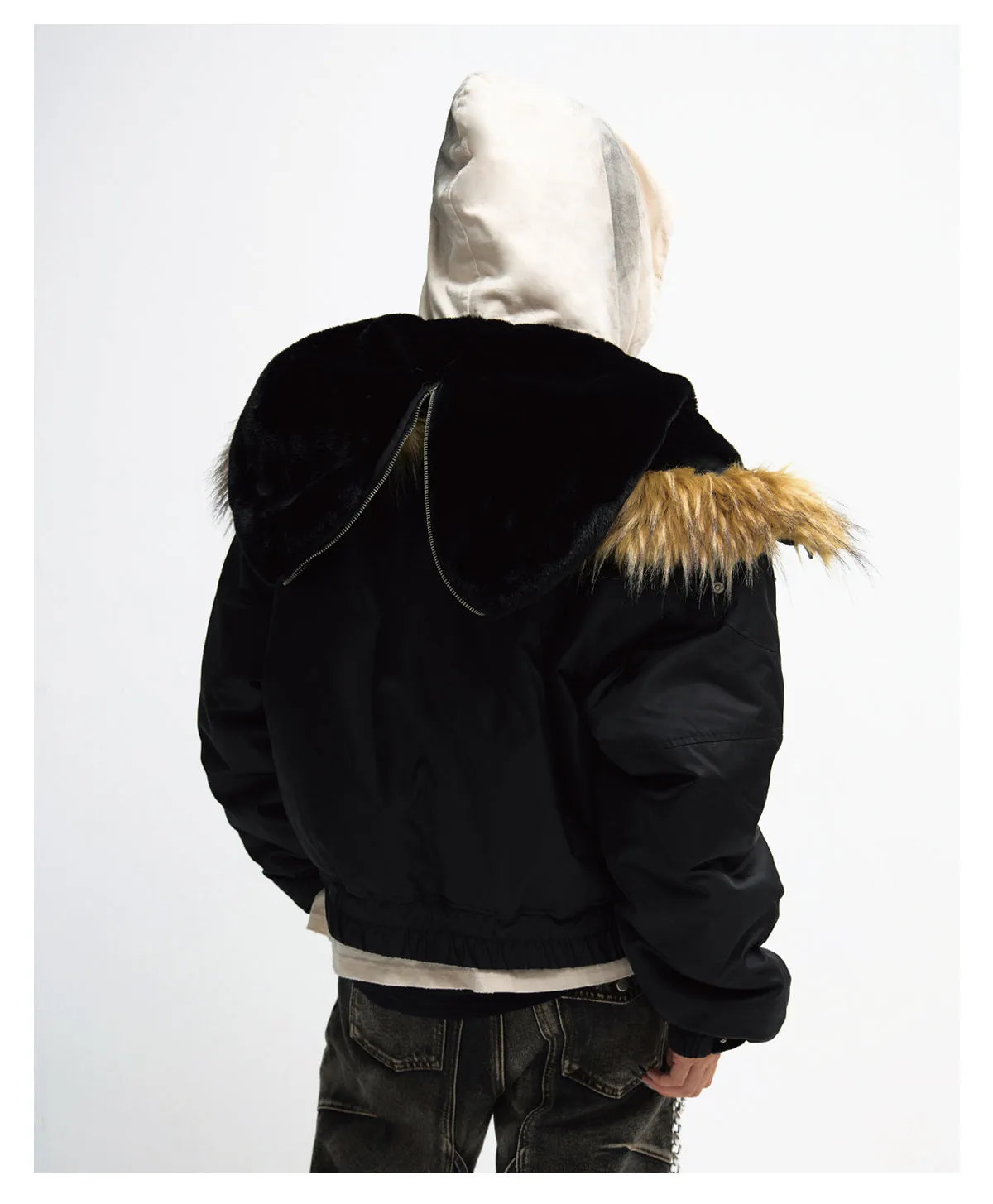 Large fur collar flight cotton jacket