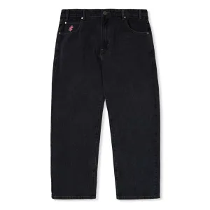 Logo Baggy Denim Jeans Washed Black Cash Only