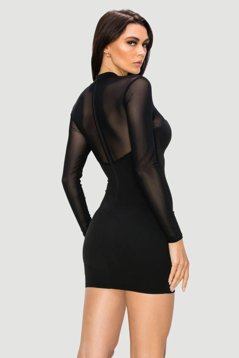 LUX SILVER CHAIN MESH BODYCON MINI DRESS