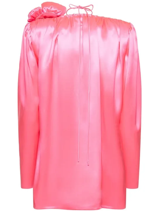 Magda Butrym   Silk satin v neck flower blouse 