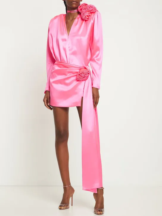 Magda Butrym   Silk satin v neck flower blouse 