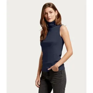Michael Stars Hillary Ribbed Turtleneck Tank in Navy - Size Large