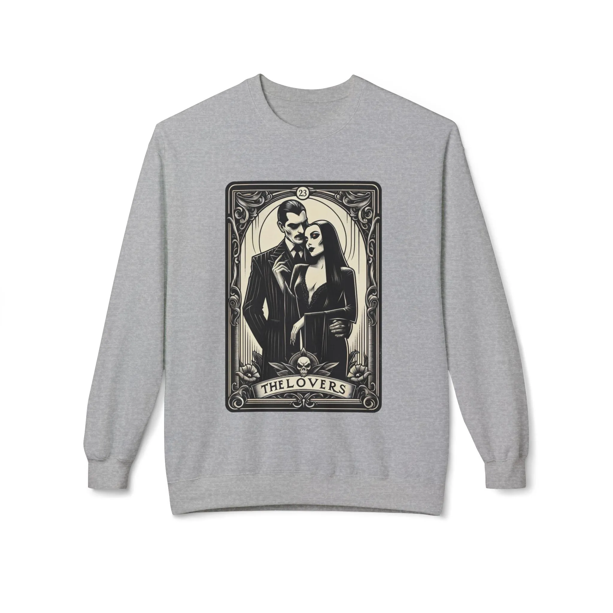 Morticia and Gomez Addams Fleece Crewneck Sweatshirt (READY TO SHIP)