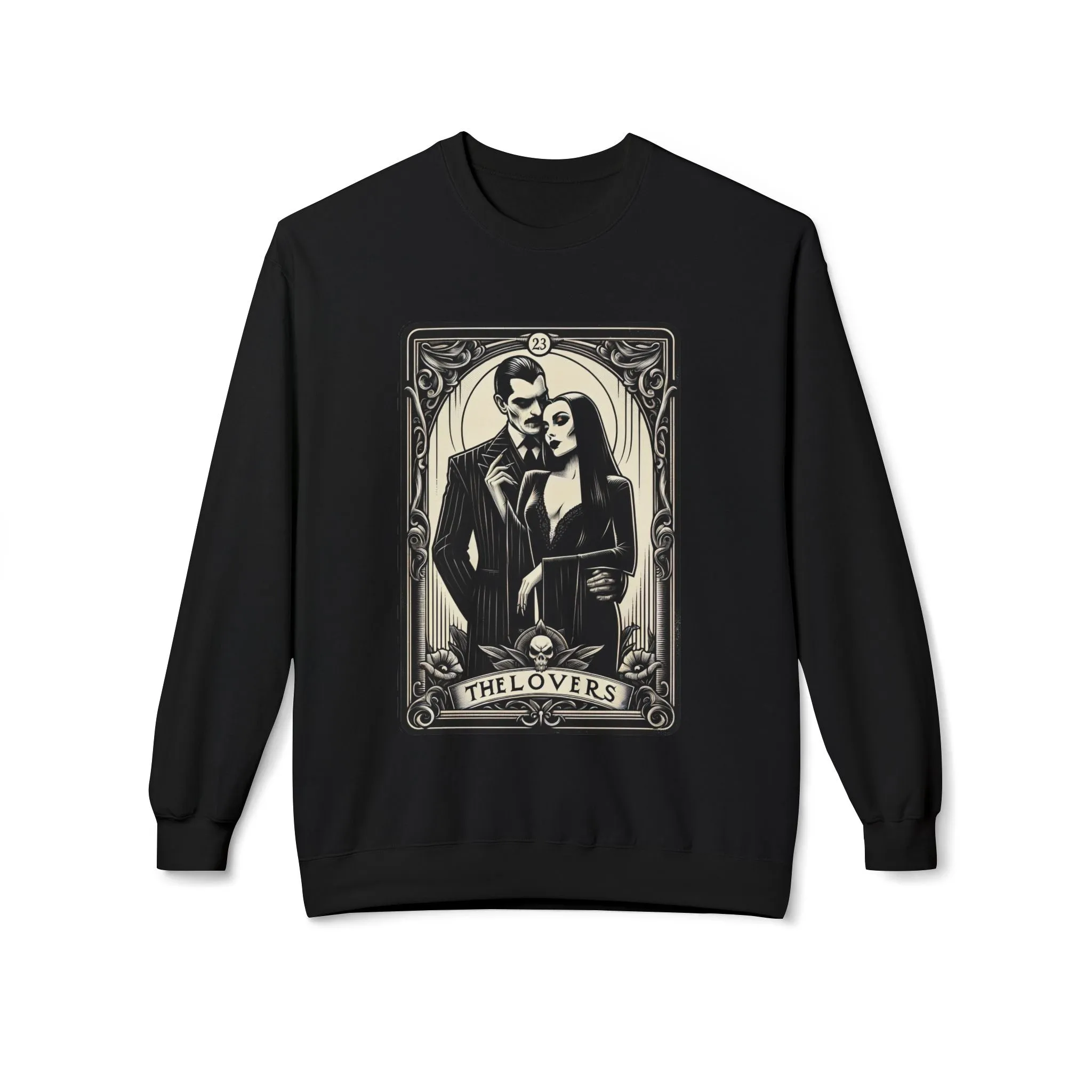 Morticia and Gomez Addams Fleece Crewneck Sweatshirt (READY TO SHIP)