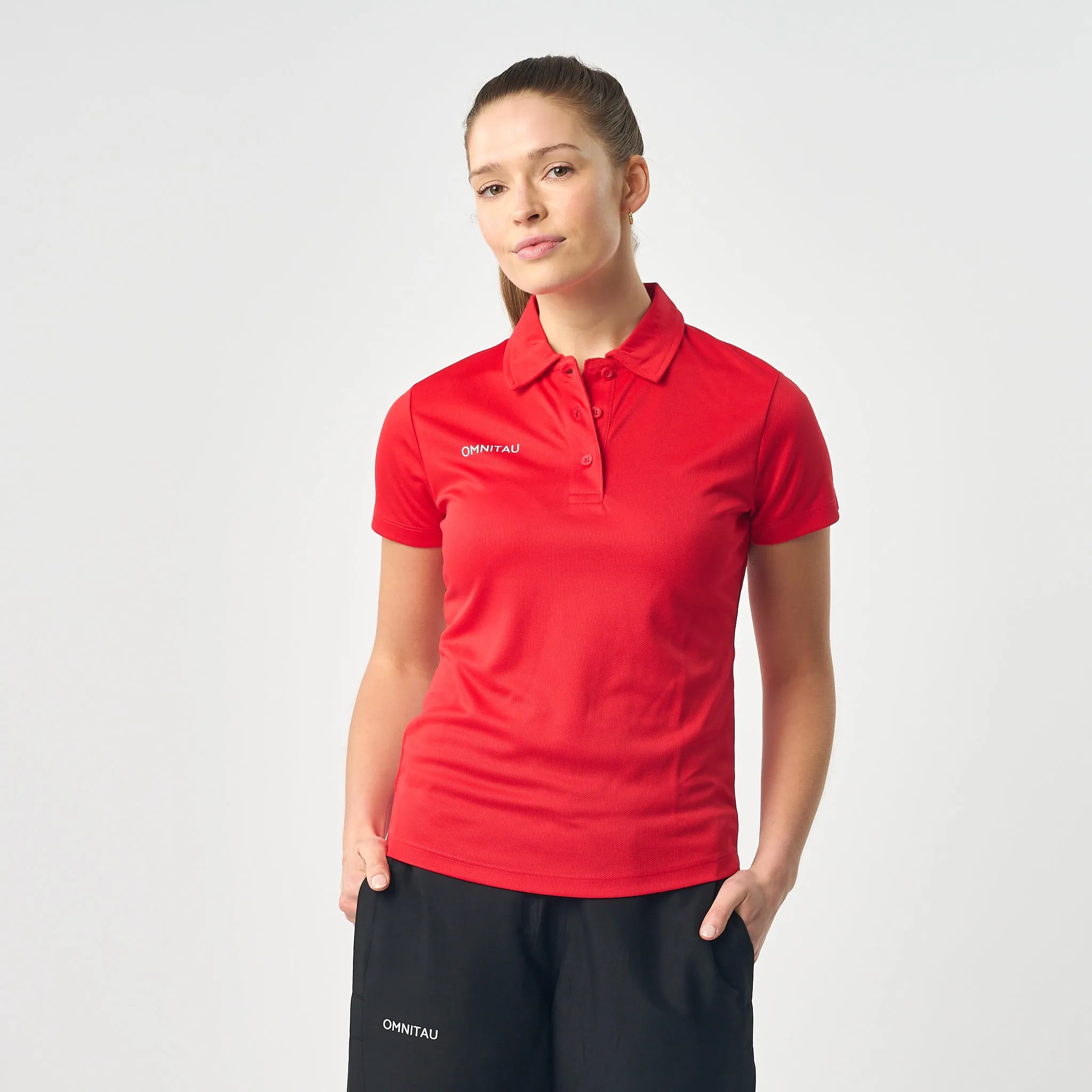 Omnitau Women's Team Sports Breathable Technical Polo - Red