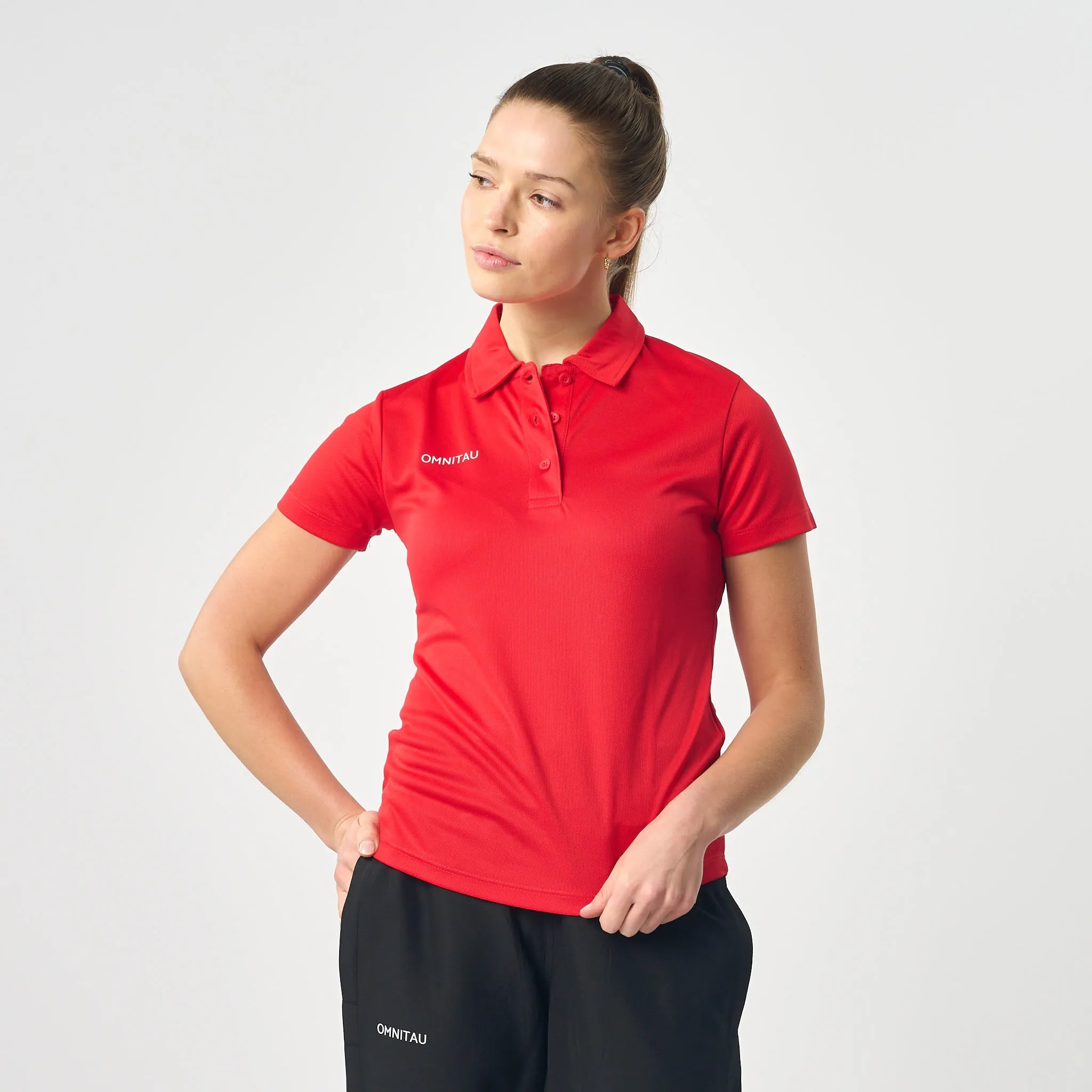 Omnitau Women's Team Sports Breathable Technical Polo - Red